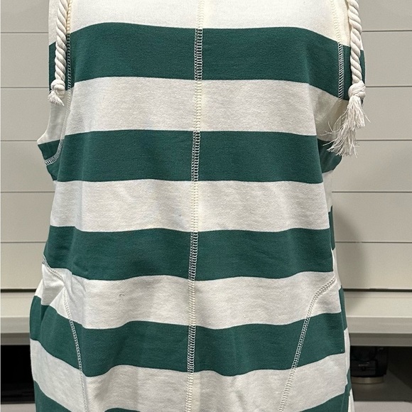 NWT The Greii, boutique brand. Green & white shorts romper. Striped terry romper - Picture 3 of 6